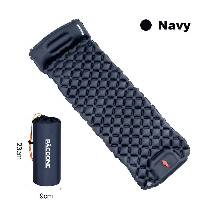 Camping en plein air Gonflable Matelas Couchage Pad Avec Oreillers Ultra Léger Air Mat Intégré Gonfleur Pompe Randonnée