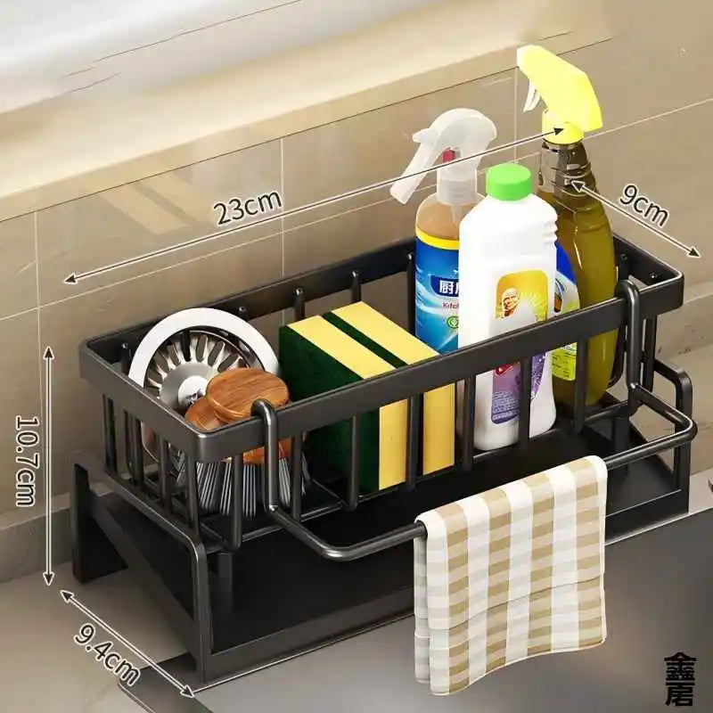Compact Faucet-Mounted Spice Rack – Sink Organizer with Drainer – Space-Saving Kitchen Storage for Utensils/Accessories