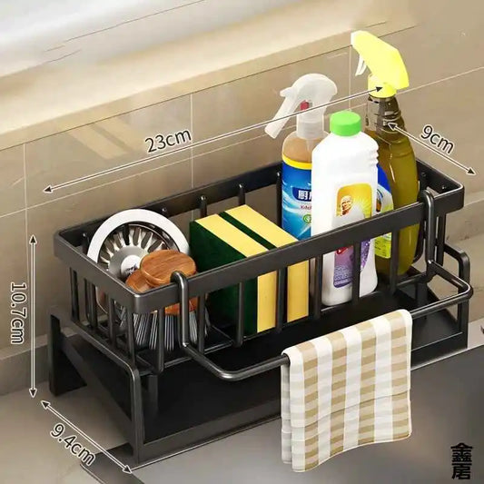 Estante compacto para especias montado en el grifo – Organizador de fregadero con escurridor – Almacenamiento de cocina que ahorra espacio para utensilios/accesorios