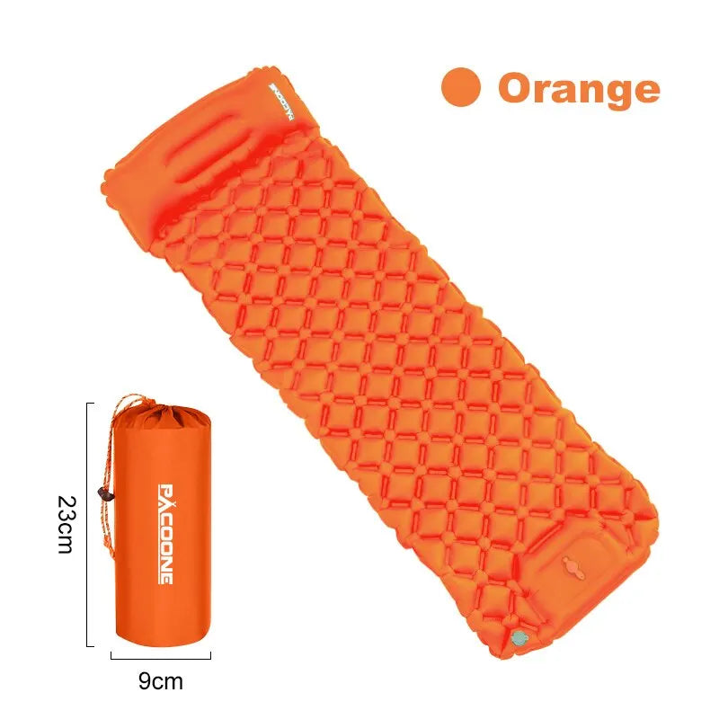 Camping en plein air Gonflable Matelas Couchage Pad Avec Oreillers Ultra Léger Air Mat Intégré Gonfleur Pompe Randonnée