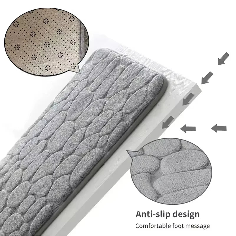 Memory foam embossed velvet rug, 1 piece, non-slip, for bathroom, living room, cobblestone floor mat, home furnishings