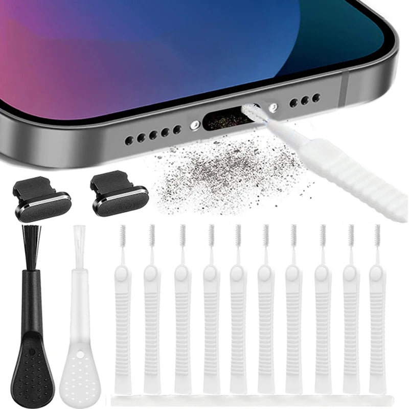 Kit de nettoyage anti-poussière pour port de chargement téléphone — brosse clavier ordinateur