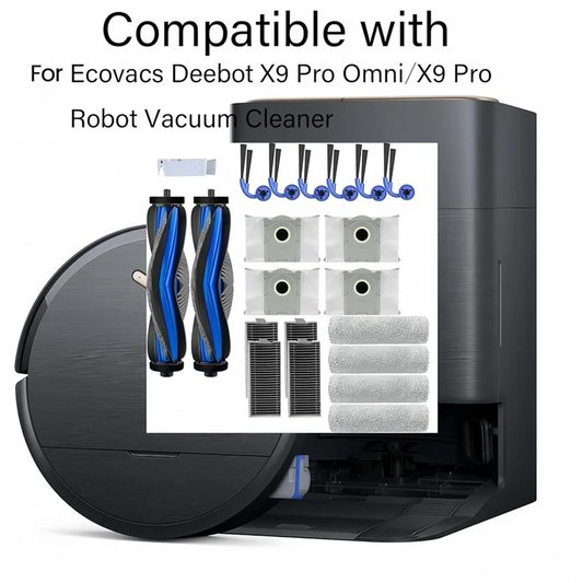 【¡Oferta Flash!】 Kit de repuesto de filtro, paño, rodillo, bolsa para polvo y cepillos laterales principales (21 piezas) para aspiradora Ecovacs Deebot X9 Pro Omni/X9 Pro