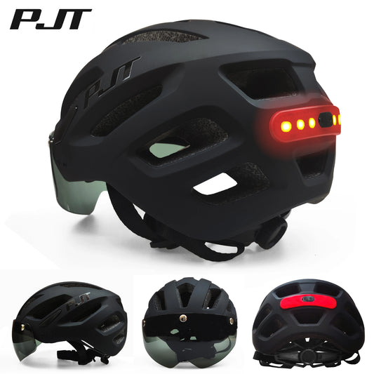 PJT nouveau USB Rechargeable feu arrière LED casque de vélo pare-soleil lunettes hommes casque de vélo lunettes de soleil équitation route vtt casque de cyclisme