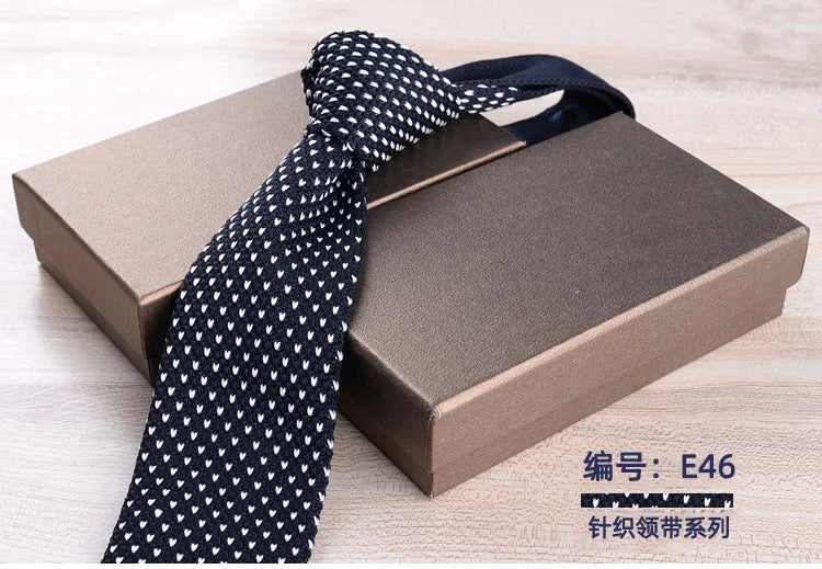Men's Casual British Style Retro Striped Knitted Ties Formal Business Navy Red Brown Handmade Ties Tuxedo Neckties