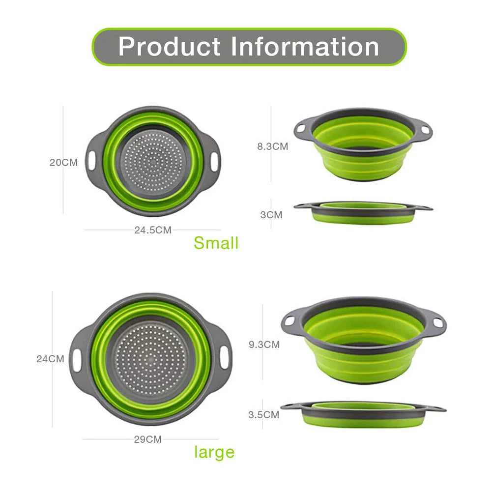 Panier de vidange pliant en Silicone, panier de lavage de fruits et légumes, passoire pliable, égouttoir pliable, outil de rangement de cuisine