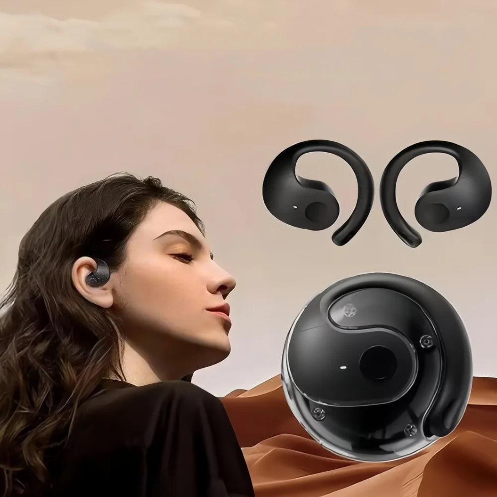Auriculares inalámbricos Bluetooth, gancho de oreja cómodo, control táctil, con micrófono, auriculares para teléfono, juego
