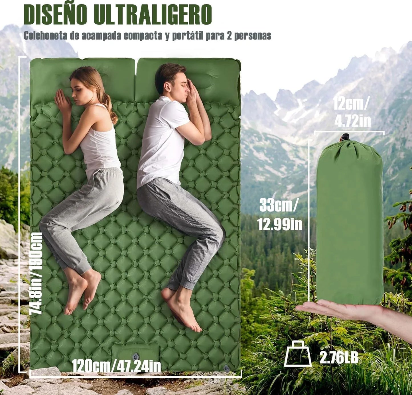 Matelas gonflable Double de Camping en plein air, coussin de couchage Extra large, lit pliant ultraléger, tapis de couchage pour voiture, tapis de voyage