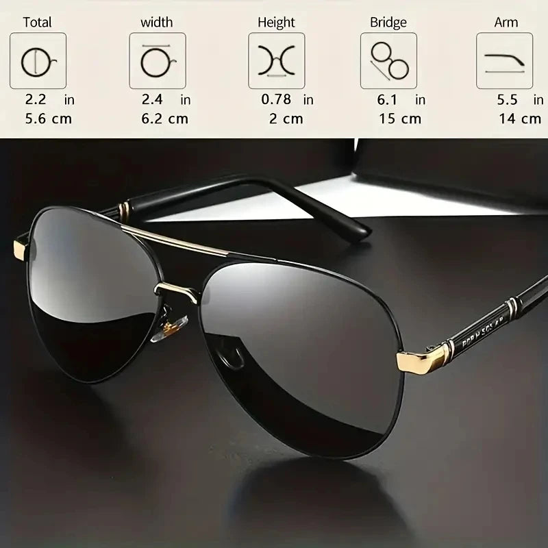 Lunettes de soleil polarisées hommes monture métallique — pêche, conduite, UV400