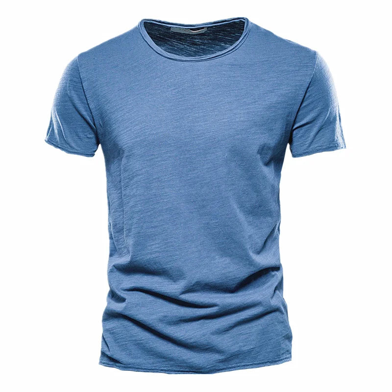 T-Shirt 100% Coton Homme Décontracté — Doux Fitness Été Col Rond