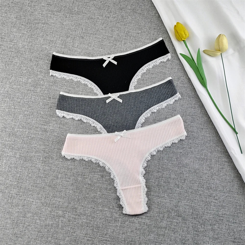 Culottes Dentelle Garniture Femme — Lot de 3 Pièces Lingerie