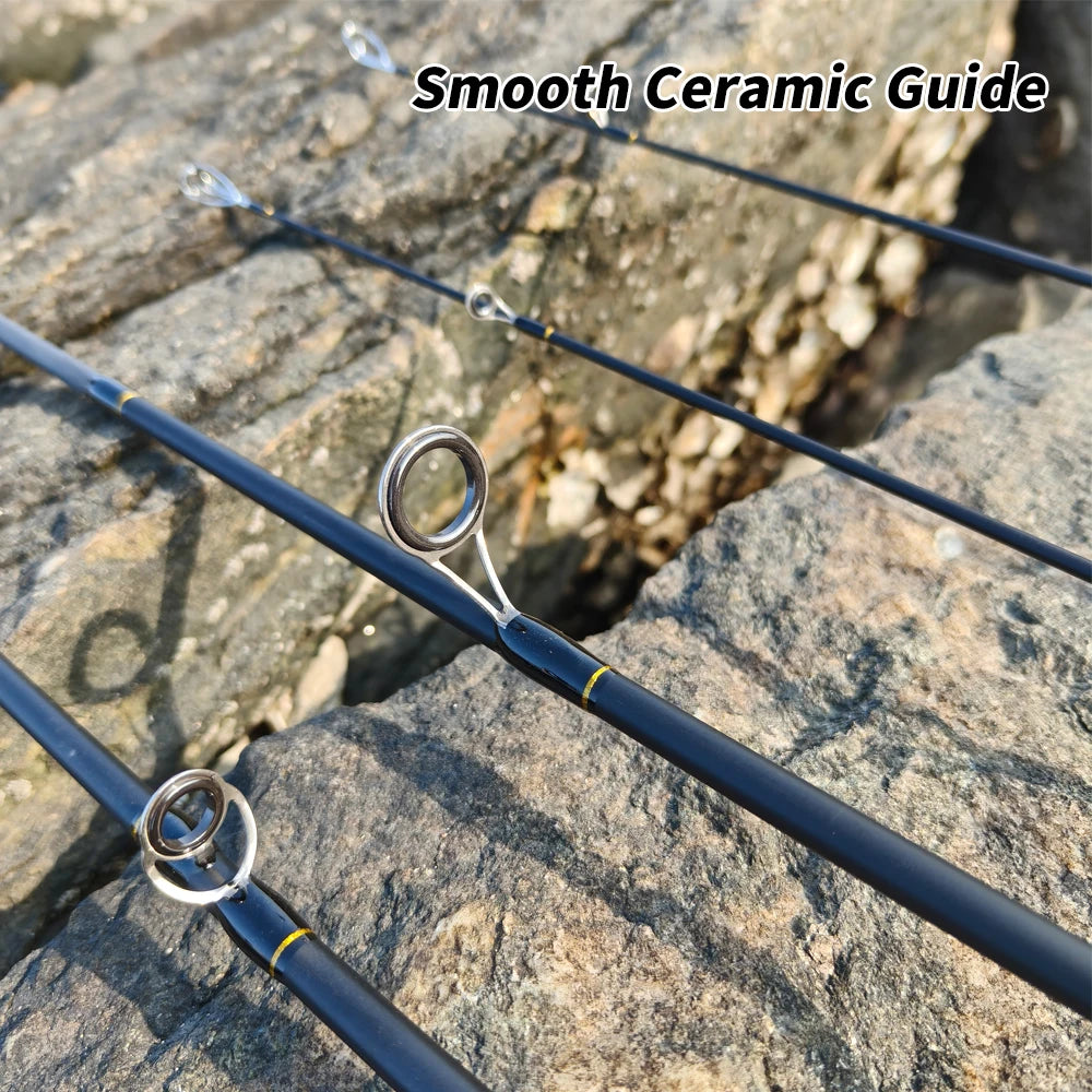 Canne à pêche ROLLFISH 2 Tips légère en fibre de carbone, puissance M/MH, spinning et casting, eau douce et eau salée