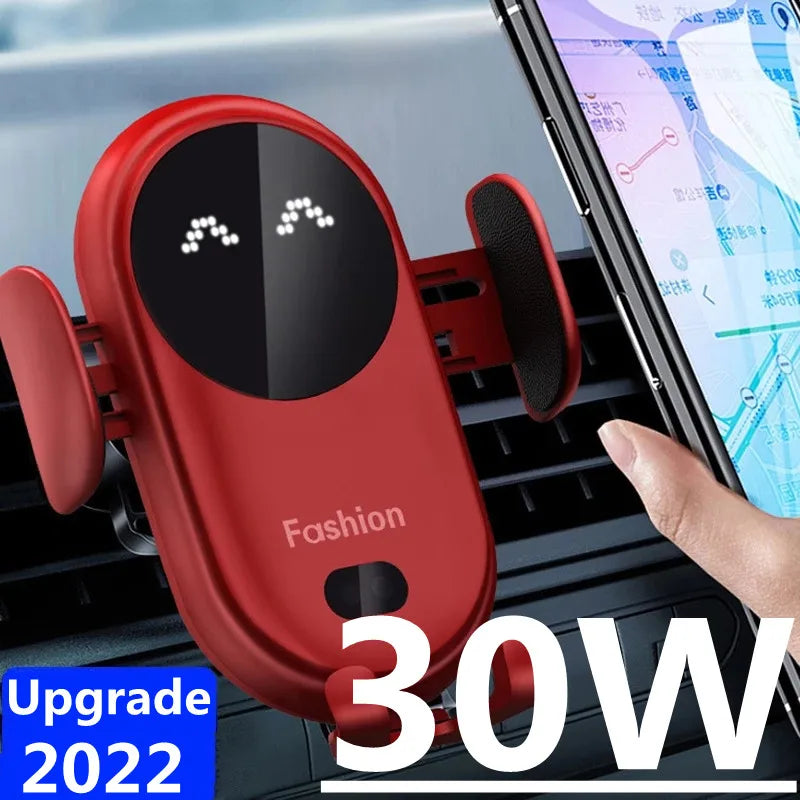30W Wireless Car Charger Mount, Air Vent Phone Holder, Rotatable, Smart Infrared, Fast Wireless Charging