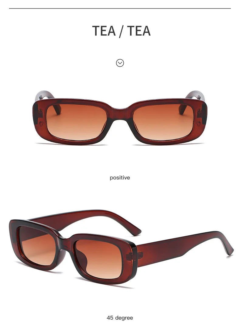 Lunettes de soleil carrées rétro vintage — petites, rectangulaires, voyage, femme