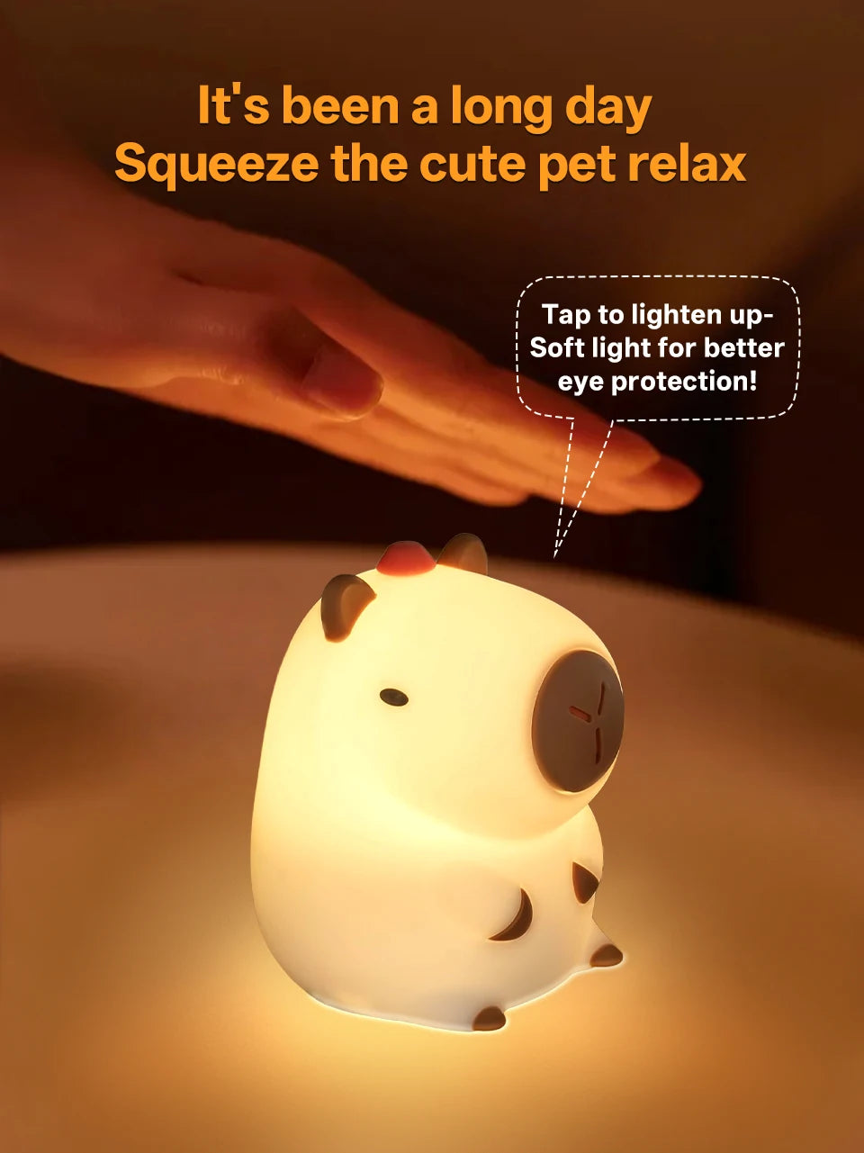 Veilleuse Capybara rechargeable — lampe de nuit pour enfants, décoration chambre, cadeau