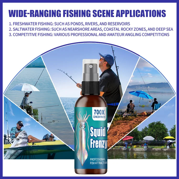 Liquide de pêche multi-effet de calmar, spécialement conçu, stimule rapidement le calmar de la faim, liquide de pêche professionnel, attractif de calmar