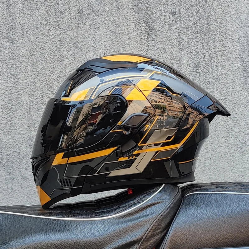 Cascos de moto ORZ doble visera, casco modular abatible aprobado por DOT, casco integral de motocicleta de carreras, casco de motocross DOT