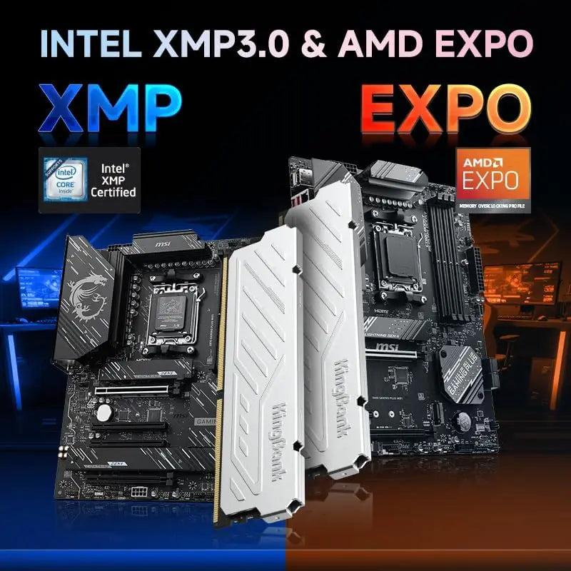 Mémoire RAM DDR5 KingBank 8 Go / 8 Go x 2 / 16 Go x 2 6000 MHz pour ordinateur de bureau CL36/CL30 XMP 3.0/AMD EXPO avec dissipateur thermique argenté