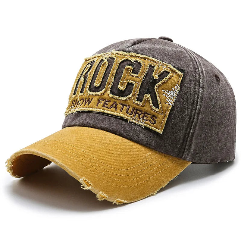 Casquette en denim shabby avec lettres lavées — hommes, femmes, chapeau de soleil, version coréenne, mode printemps/automne