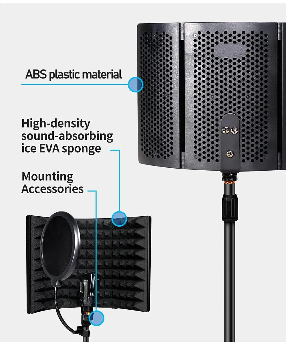 Capot d’Isolation Acoustique Pliable pour Microphone — Triple Isolation Studio
