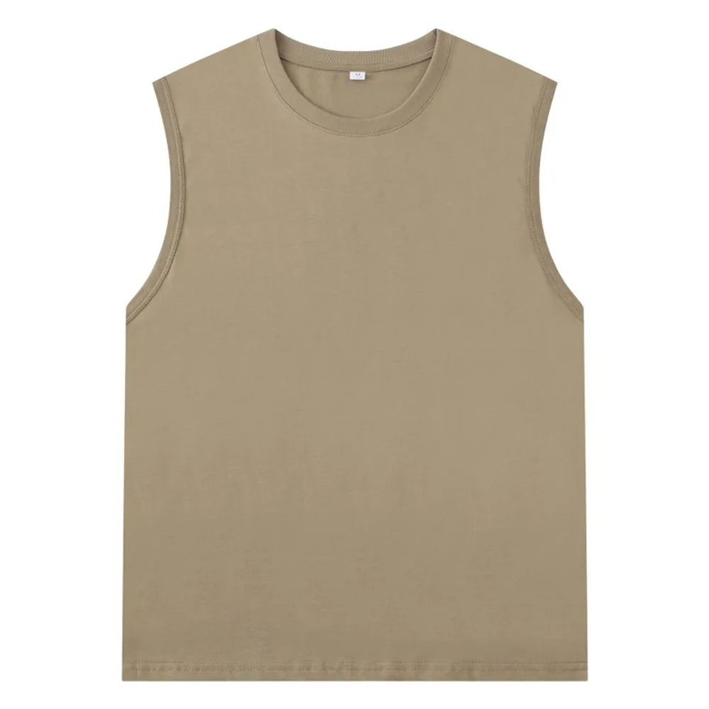 Nouveau débardeur basique en coton solide 180g pour homme 2026 – T-shirt sans manches Athleisure Fitness Décontracté pour homme