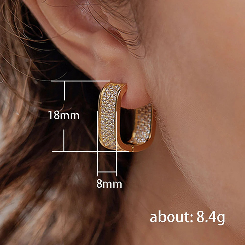Huitan Bling Bling CZ pendientes para mujer de lujo color oro/plata moda contraída señora pendientes envío directo joyería