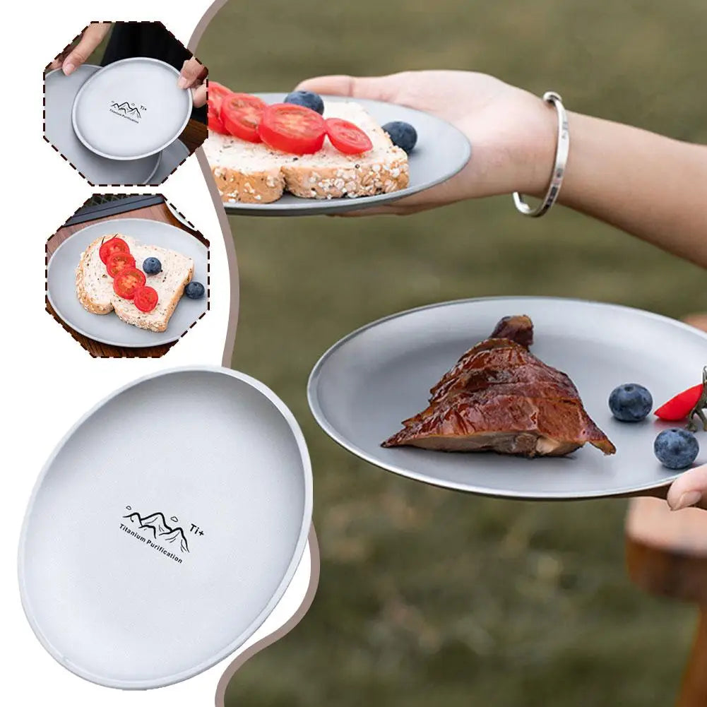 Camping Plaque de camping ultra légère en titane |   Vaisselle de salle à manger extérieure empilable |   Pour sac à dos randonnée pique-nique barbecue