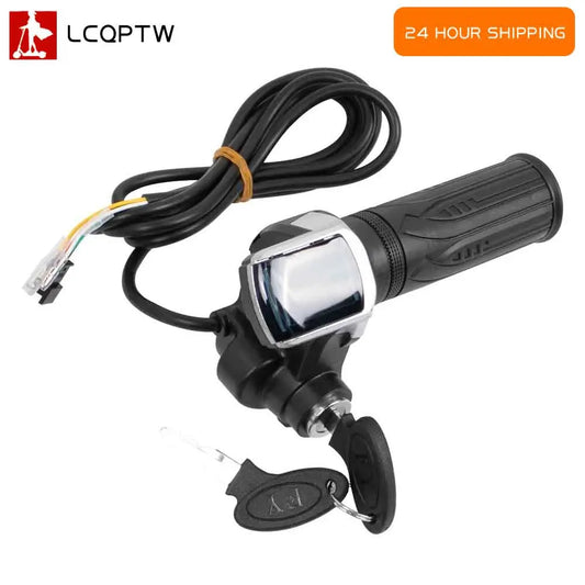 Puño acelerador de bicicleta eléctrica de 36V 48V 60V, manillar de bicicleta eléctrica con bloqueo, acelerador de scooter, indicador de potencia, llave de pantalla LED