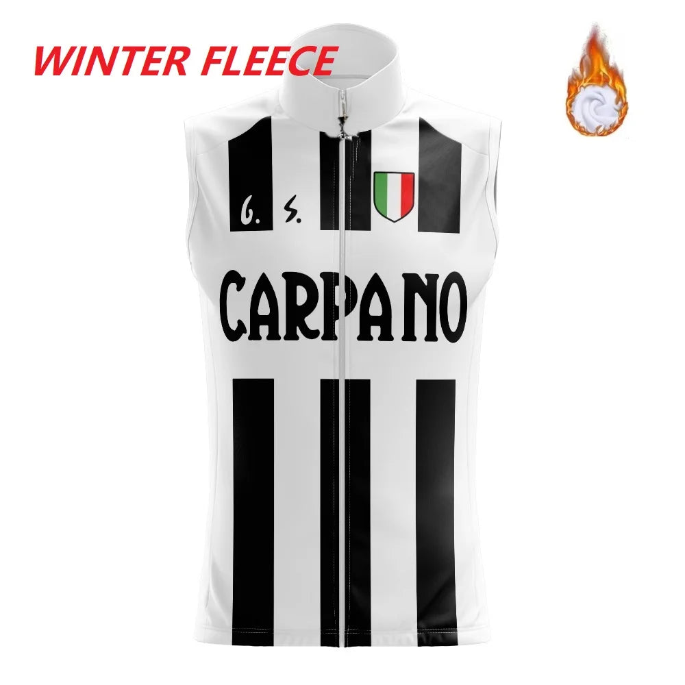 Gilet de Cyclisme Sans Manches Noir Rétro — Polaire Thermique, Coupe-Vent, Été/Hiver