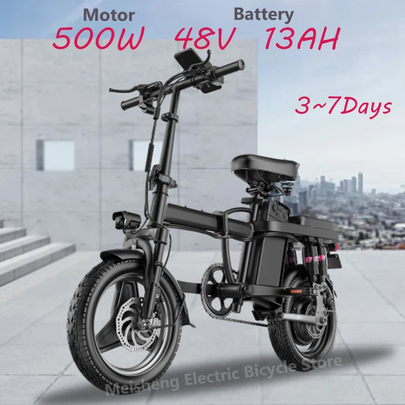 Bicicleta eléctrica 2025 último modelo F9 500W 48V 13AH plegable 14 pulgadas neumáticos bicicleta eléctrica urbana bicicleta eléctrica nieve
