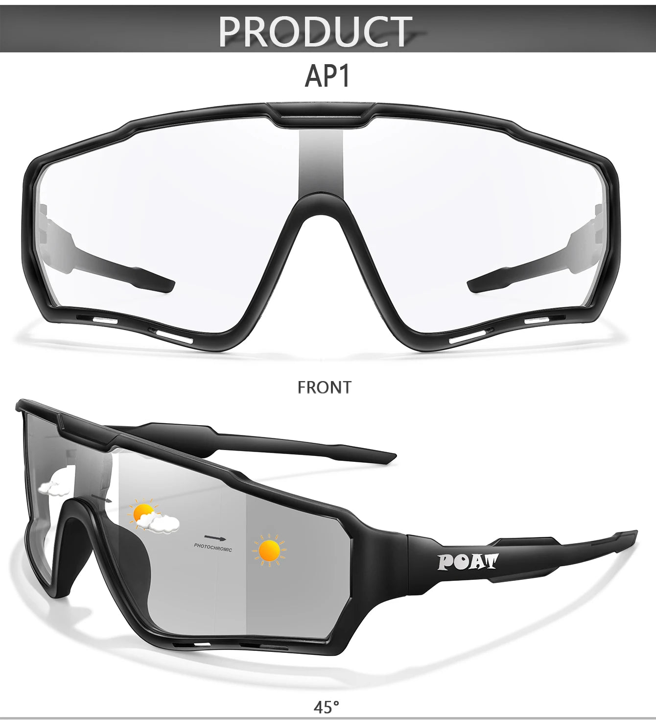 POAT tout nouveau Style lunettes de soleil photochromiques sport hommes femmes vtt vélo lunettes de vélo cyclisme pêche lunettes de course