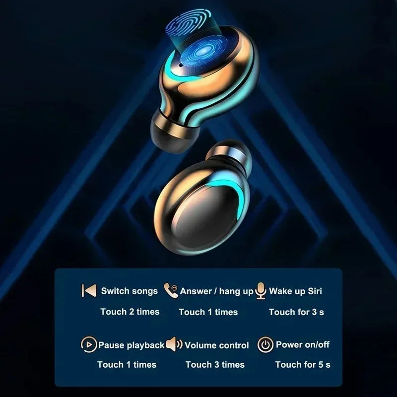 New 9D Stereo Bluetooth Earbuds, Deep Bass, Sport Earphones, Hands-Free, Touch Control, TWS Wireless Headphones, Waterproof Headset