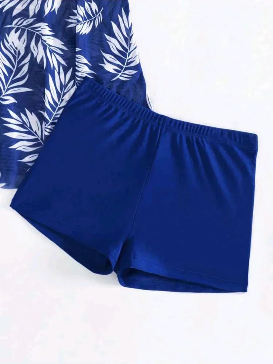 Maillot de Bain Fendu Femme 2024 — Robe Courte Sexy, Taille Haute, Maille Imprimée, Plage