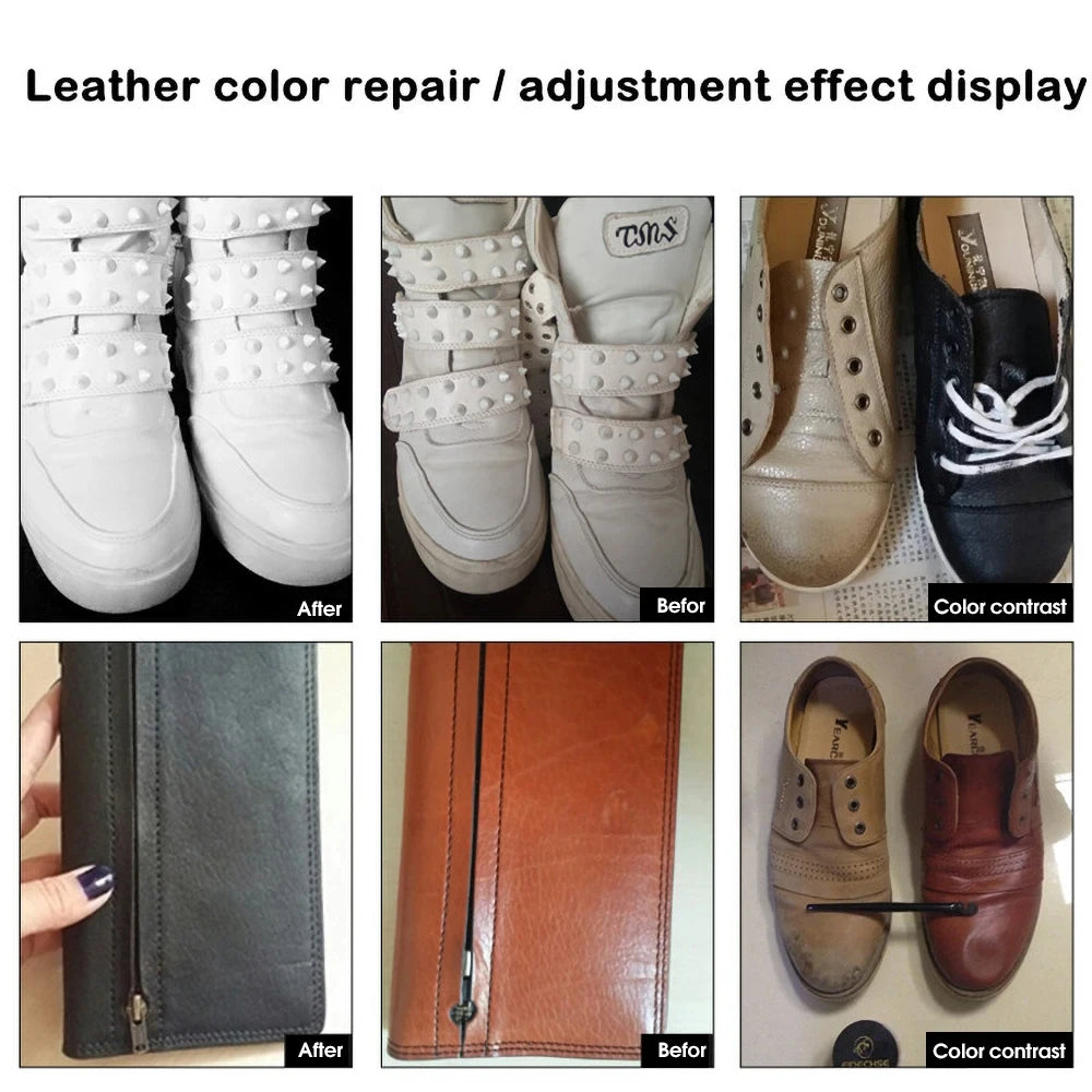 Car Leather Repair Kit, Liquid Skin Recoloring Balm, No Heat Repair Tool, Auto Seat Holes, Scratches, Cracks, Rips, Shoes Restoration Set