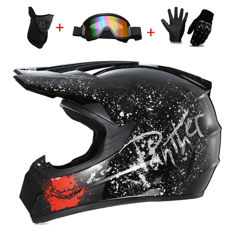 Casco completo de moto para niños, cascos de motocross para niños, gafas de moto todoterreno, guantes de protección para ciclismo