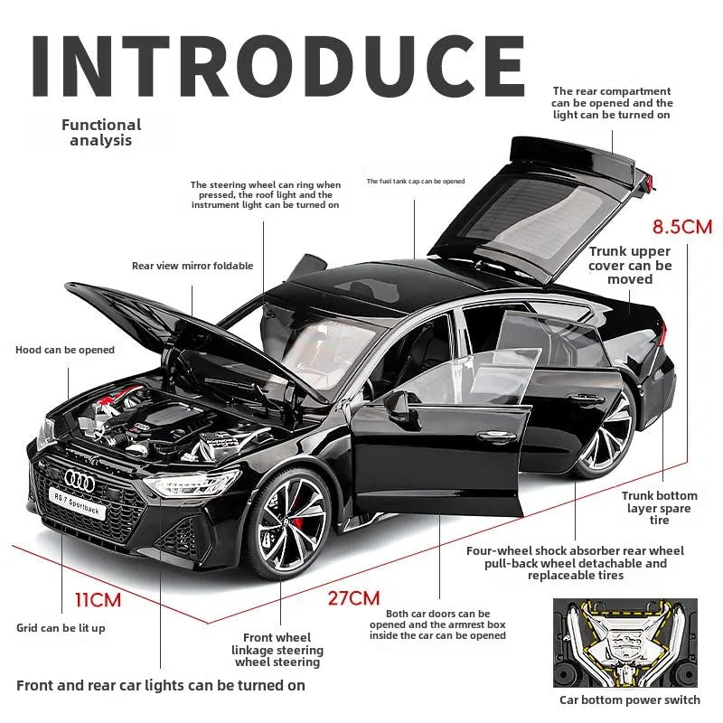Maqueta de coche de aleación con licencia oficial 1:18 AUDI RS7 Sportback, coche en miniatura coleccionable, decoración del hogar, regalo de cumpleaños para novio