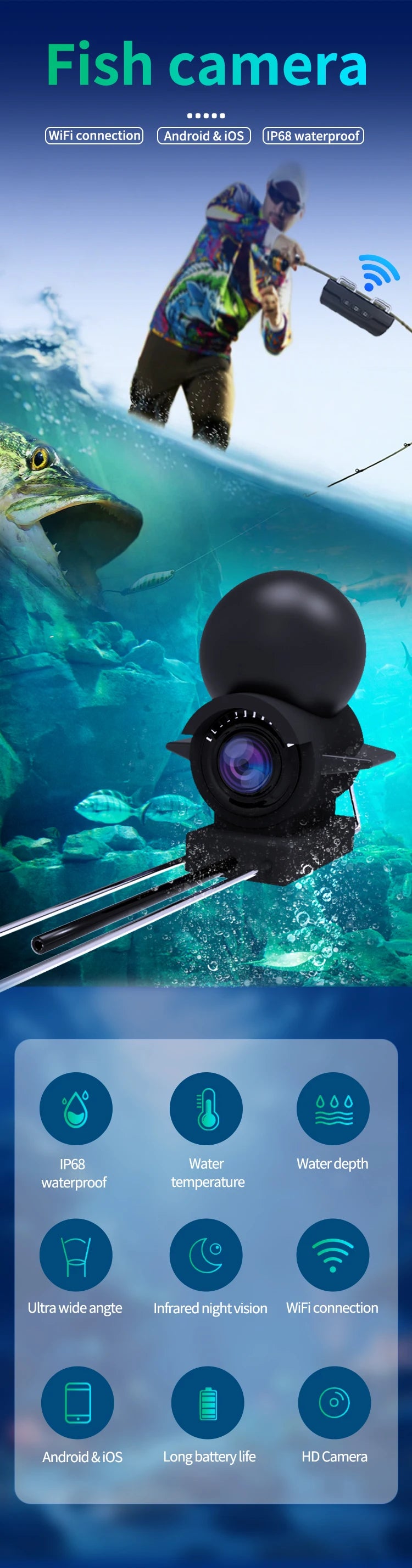 Caméra de Pêche WiFi Dodosee — Vision Sous-Marine HD