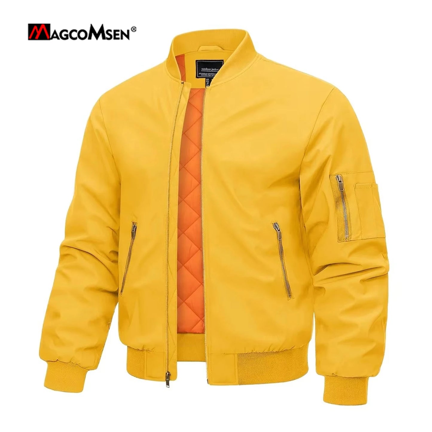 MAGCOMSEN Bomber jacket men's warm zip winter padded casual coat baseball windproof pilot varsity jackets