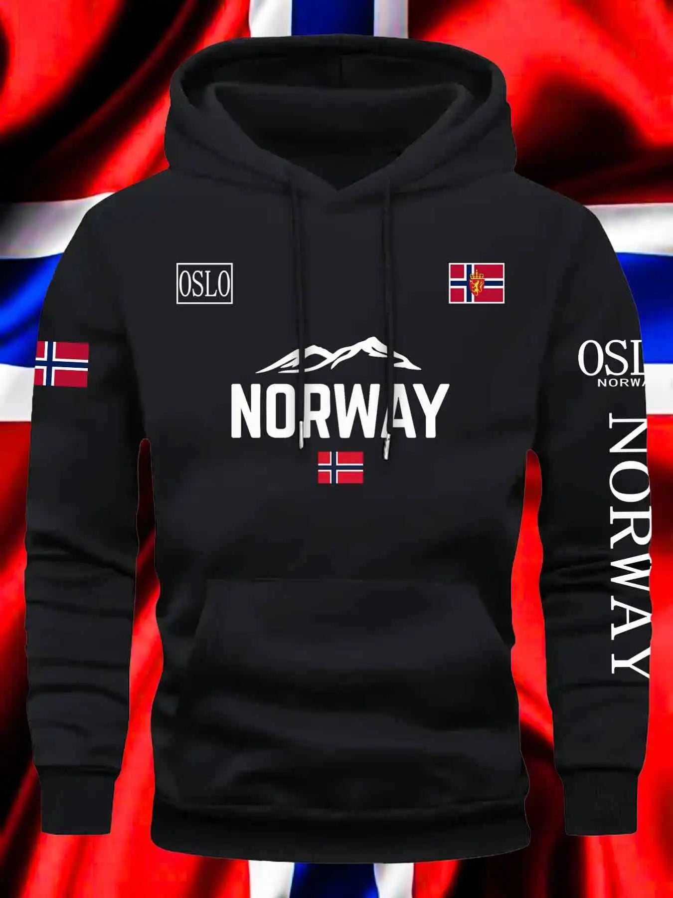 Sudadera con capucha estampada noruega para hombre y mujer, nueva colección otoño-invierno, vacaciones diarias al aire libre, Fitness, ropa deportiva cálida e informal