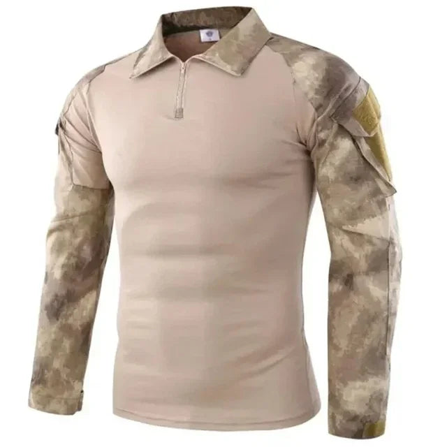 T-Shirts de randonnée tactiques en plein air pour hommes, Combat militaire de l'armée CP Camouflage à manches longues, chemise d'escalade de chasse, vêtements de Sport en coton