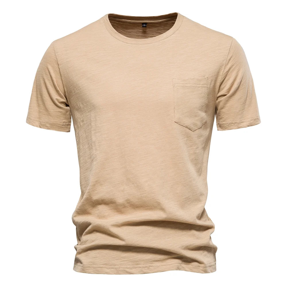 100% coton hommes T-shirt décontracté doux Fitness été mince T-shirts hommes vêtements de maison col rond à manches courtes solide T-shirt pour hommes