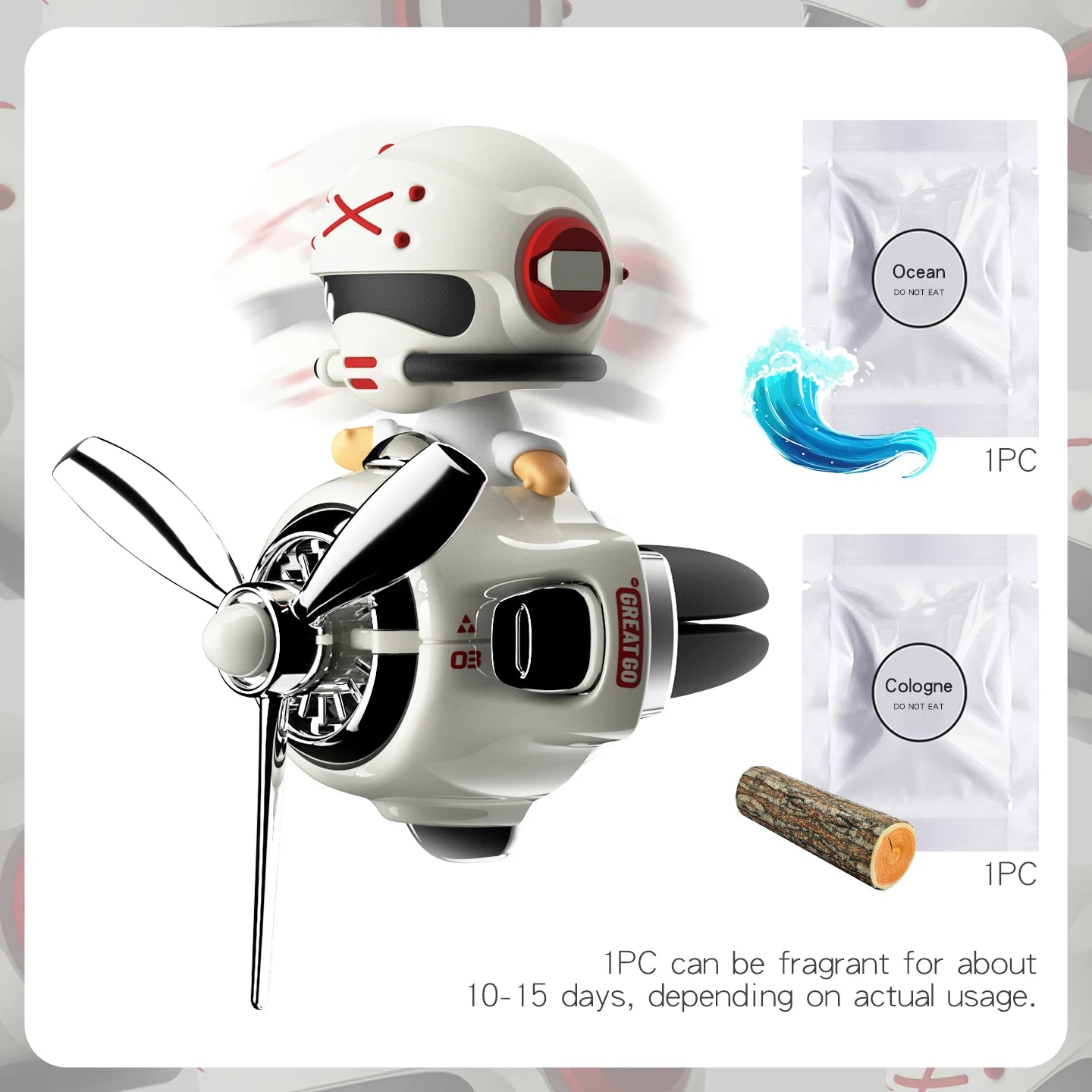 Tête secouer hélice rotative avion cool ours pilote voiture désodorisants accessoires décoration amusant diffuseur parfum parfum hommes