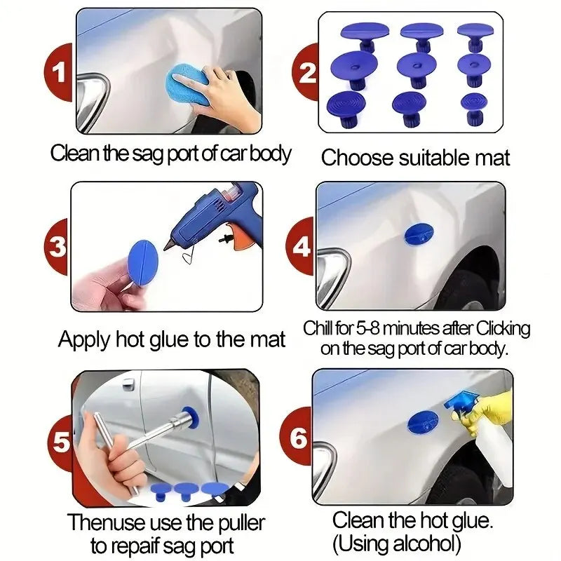 Herramienta de reparación de abolladuras sin pintura para coche, chapa metálica mecánica, piezas de carrocería de automóvil, kit de botella, kit de herramientas manuales