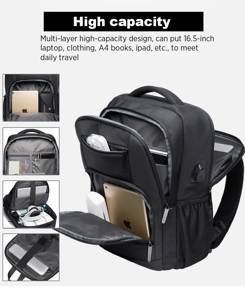 BANGE léger 15.6 pouces sac à dos pour ordinateur portable étanche USB Port de Charge multifonctionnel voyage randonnée sac d'école Mochila pour hommes
