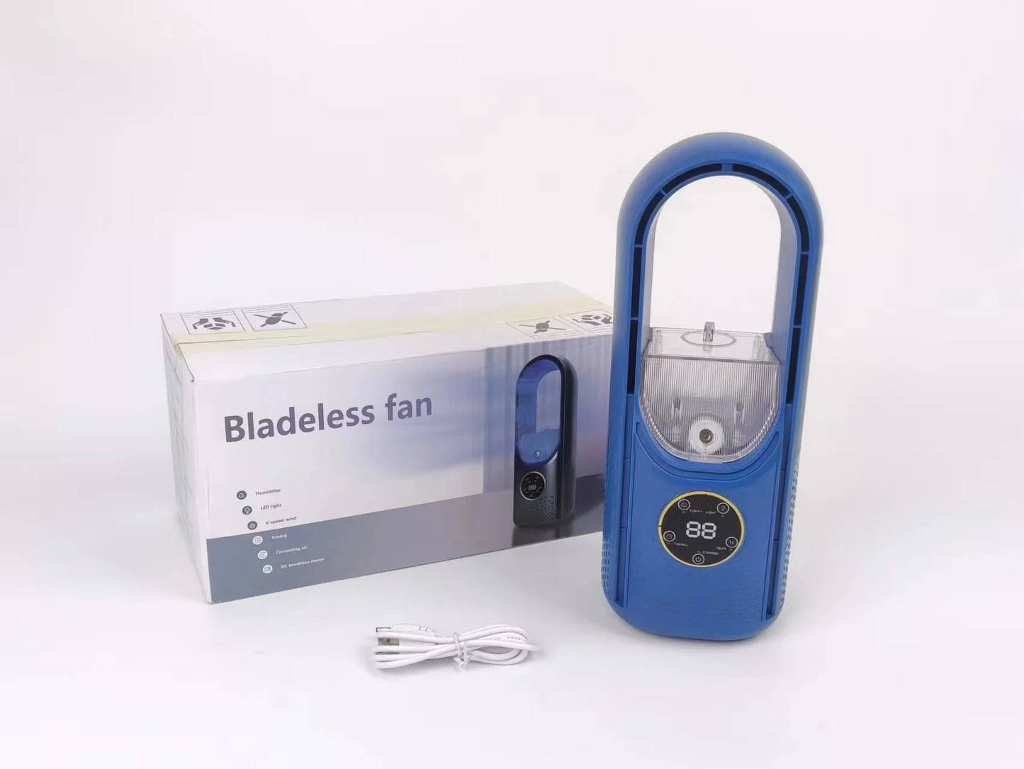 Enfriador de aire USB portátil sin aspas, ventilador eléctrico, 6 velocidades, temporizador silencioso, aire acondicionado, ventilador de enfriamiento, humidificador, ventilador acondicionador