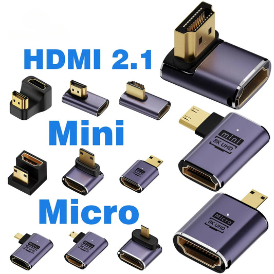 Convertisseur mini micro hdmi vers HDMI 2.1 48Gpbs 8K60HZ 4K120HZ pour projecteur HDTV PS4 PS5 ordinateur portable
