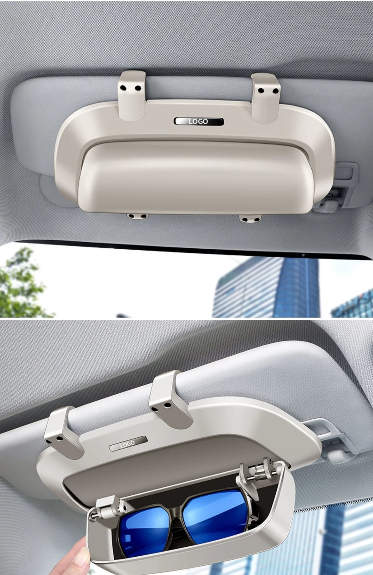 Étui à lunettes de voiture, pare-soleil, porte-lunettes de soleil de voiture multifonctionnel, clip à lunettes dans la voiture, boîte de rangement modifiée