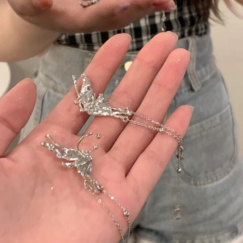 Pendientes líquidos irregulares Y2K para mujer, color plata, estilo Hip-Hop Punk, moda geométrica, Clip para chica, joyería de fiesta, tendencia 2024