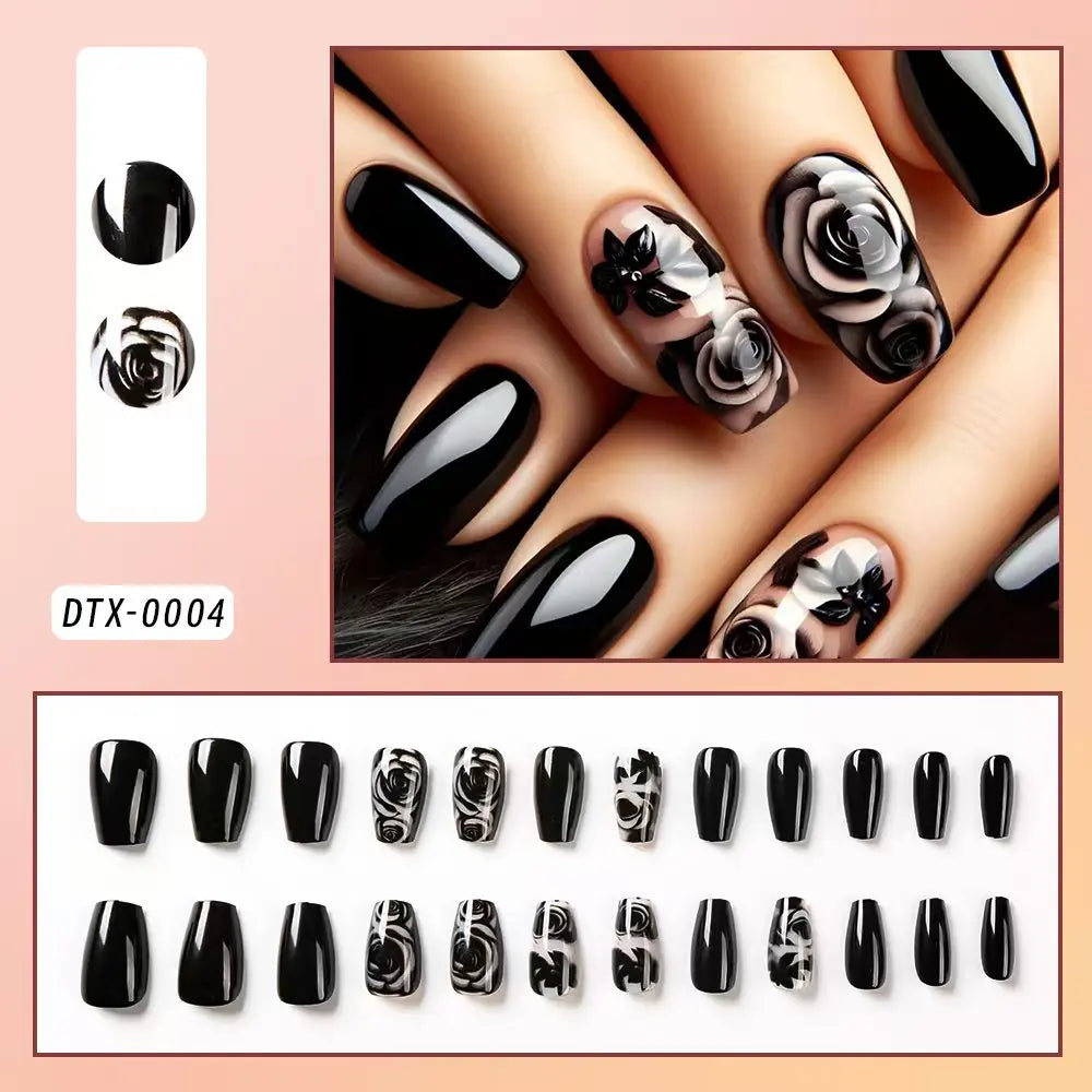 24 pièces/ensemble français rose carré court faux ongles presse sur ongles bord blanc nu rose ongles conseils couverture complète portable pointe française