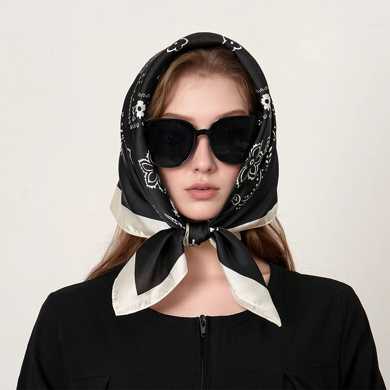 Foulard carré hijab pour femme imprimé populaire — étoles plage, châle, bandeau cheveux